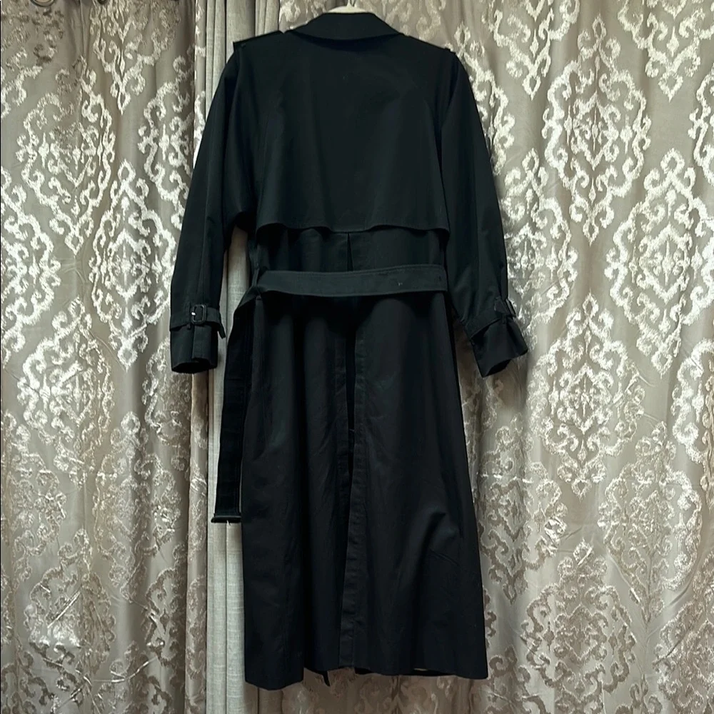 Burberrys Long Vintage Trench Coat Jacket Plaid Lining Black Size 10 X-Long - Picture 4 of 14